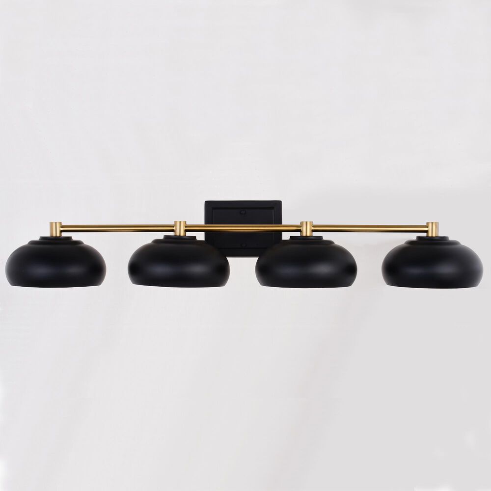 Vaxcel Belmont 4-Light Bathroom Vanity in Matte Black and Satin Brass, , large