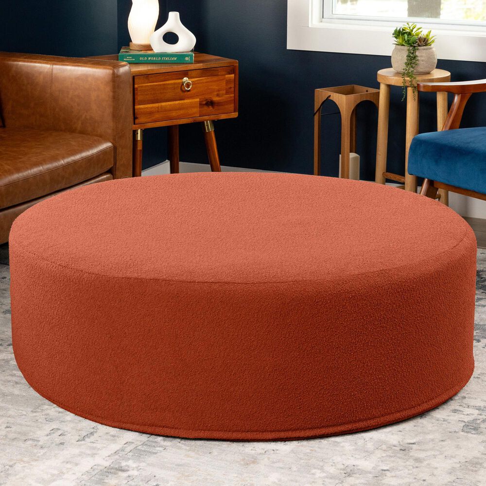 Jaxx Candler Round Ottoman in Terra Cotta, , large