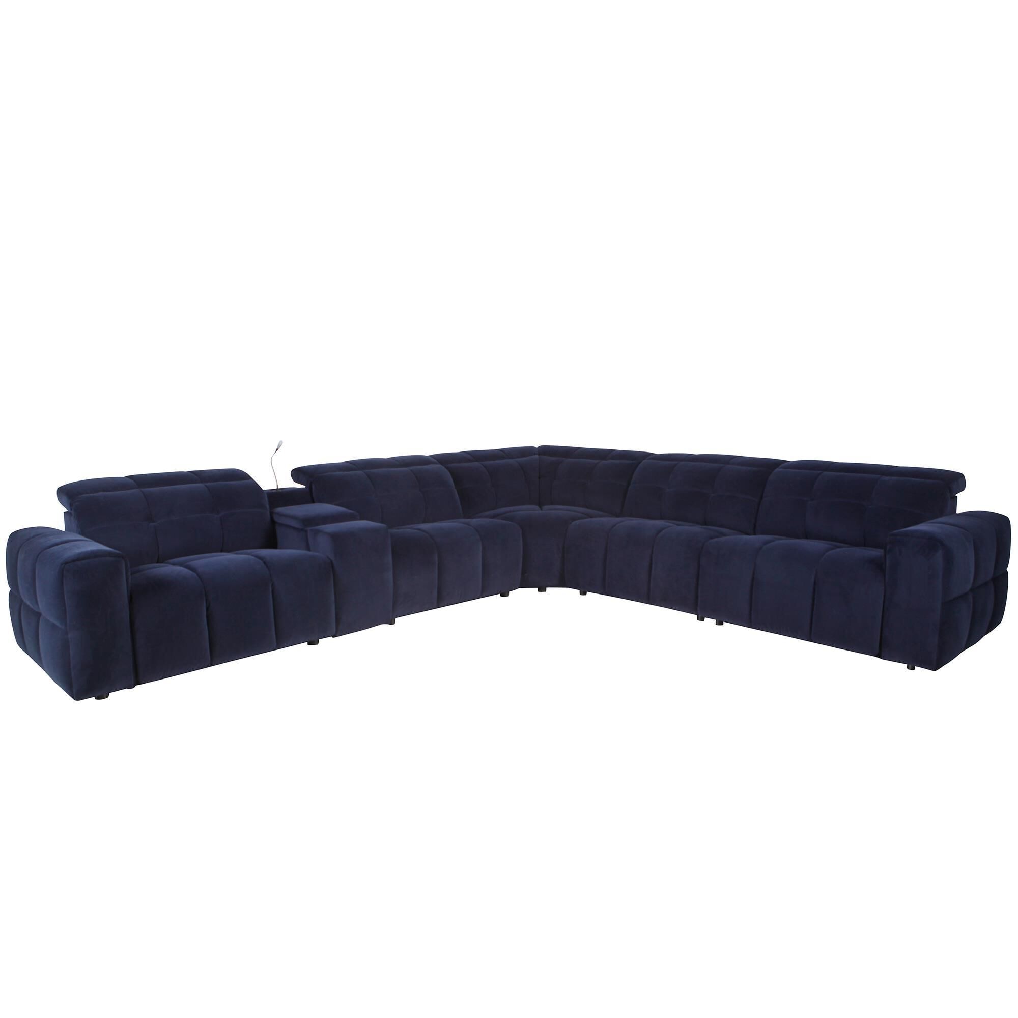 Blue sectional recliner deals