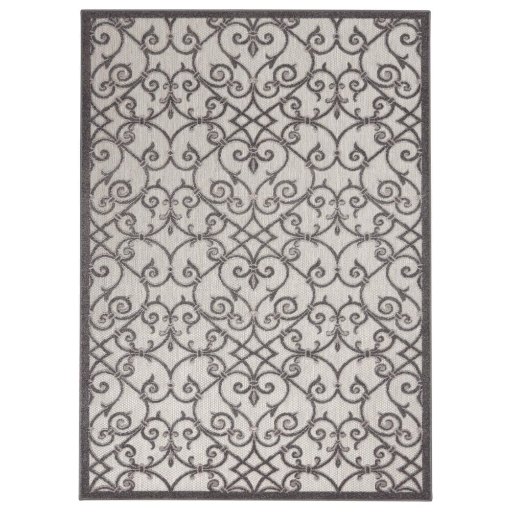 Nourison Aloha 3"6" x 5"6" Grey and Charcoal Indoor/Outdoor Area Rug, , large
