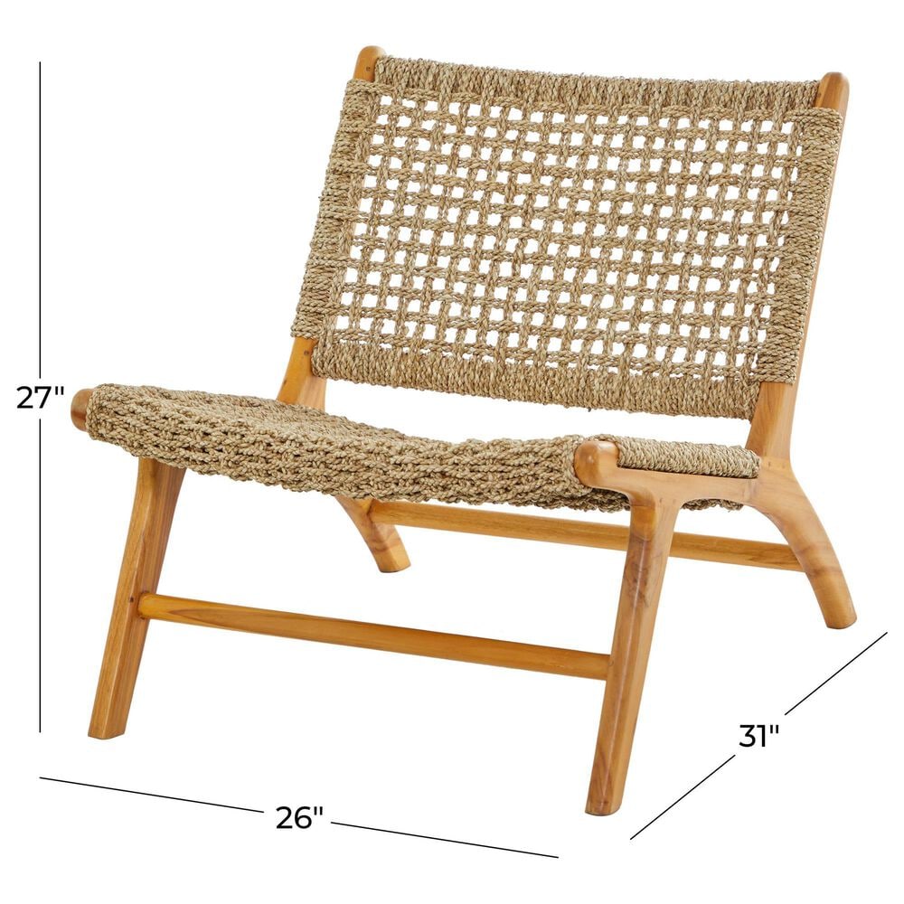 Maple and Jade Accent Chair with Woven Cane Seat in Light Brown, , large