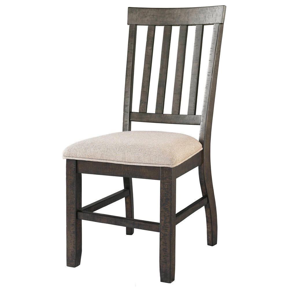Mayberry Hill Stone Slat Back Side Chair with Cream Cushion in Smokey Dark Ash, , large