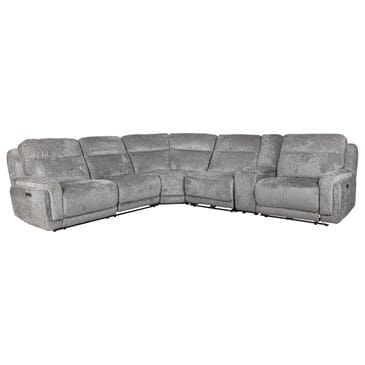 Oxford Furniture Cheers 6-Piece Power Reclining Sectional in Milan Fog, , large