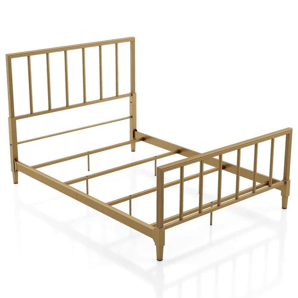 Furniture of America Blair Queen Slat Bed in Gold, , large