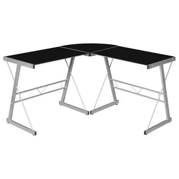 Regency Global Sourcing Niche Soho L-Shaped Desk in Black Tempered Glass, , large
