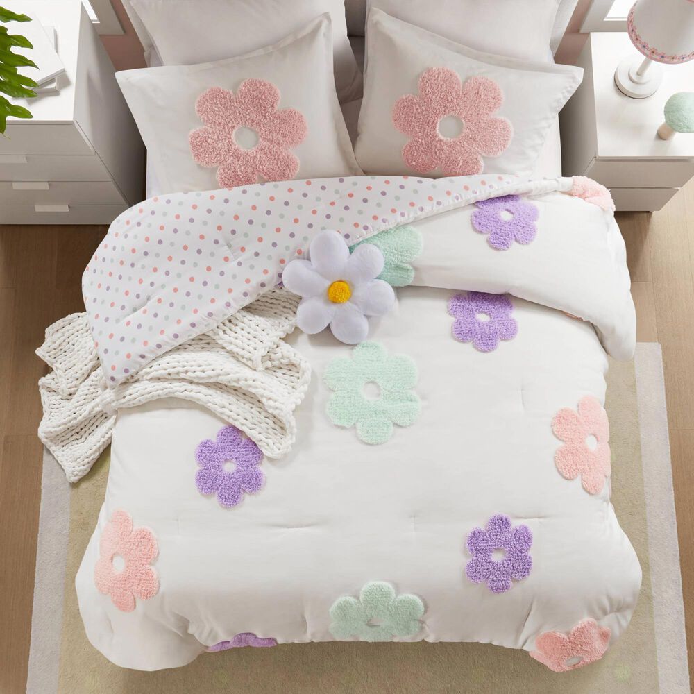 Hampton Park Gracie 4-Piece Full/Queen Comforter Set in White and Purple, , large
