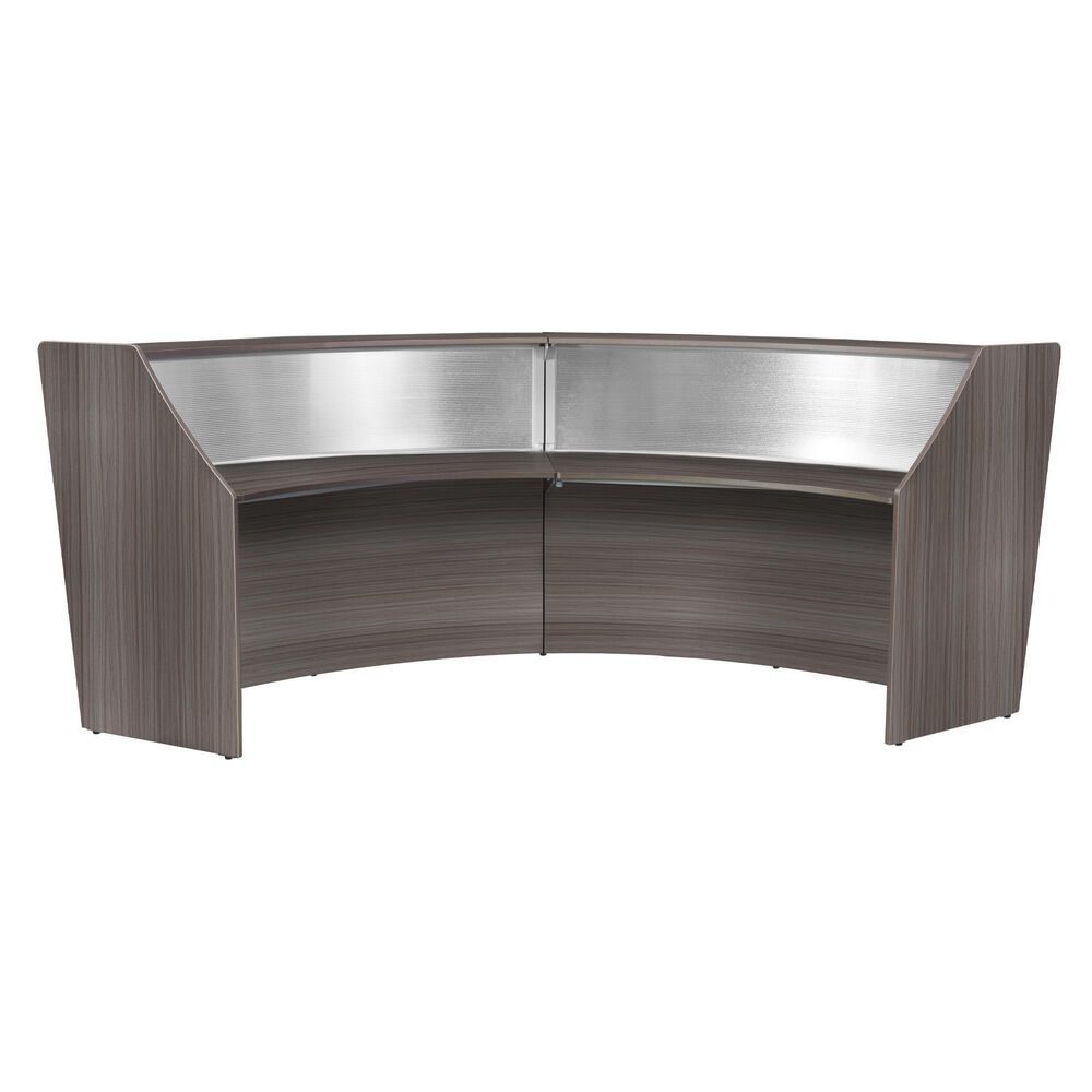 Regency Global Sourcing Marque Plexi Reception 2-Piece Desk Workstation Set in Driftwood Grey, , large