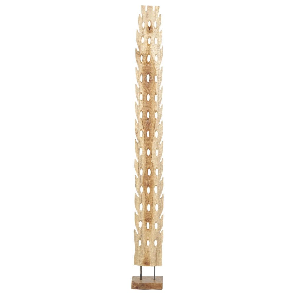 Maple and Jade 60" Handmade Tall Floor Cutout Post Decorative Sculpture in Light Brown and Black, , large
