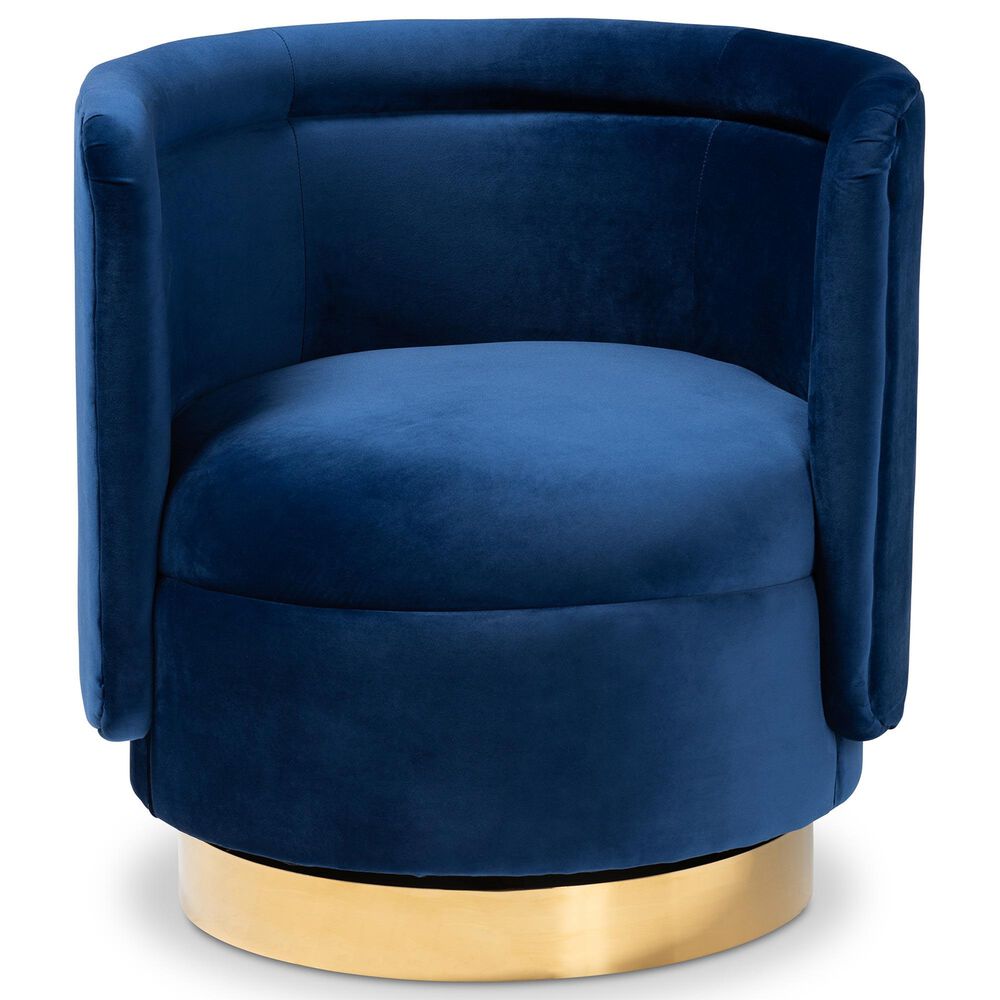 Baxton Studio Saffi Swivel Accent Chair in Royal Blue, , large