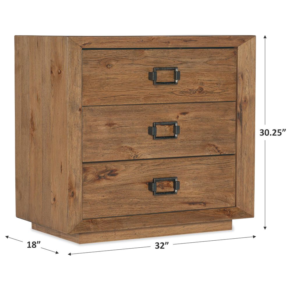 Hooker Furniture Big Sky 32" 3-Drawer Nightstand in Vintage Natural, , large
