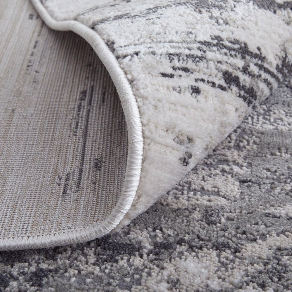 Feizy Prasad 5&#39; x 8&#39; Ivory and Charcoal Area Rug, , large