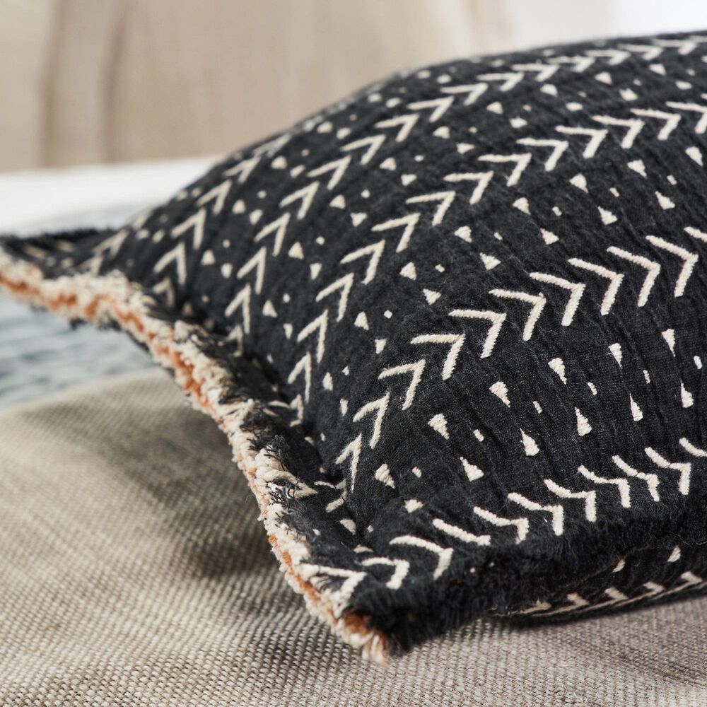 Amity Home Getz 42&quot; x 14&quot; Long Bolster Pillow in Black and Weathered Bronze, , large