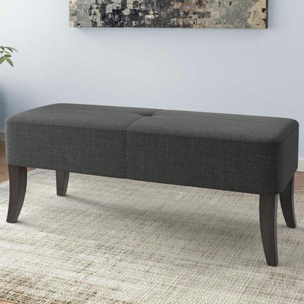CorLiving Antonio 46&quot; Bench with Espresso Legs in Dark Grey, , large