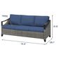 Sunwell Garden 32"H 3-Seater Outdoor Sofa with Curved Navy Cushions in Gray, , large