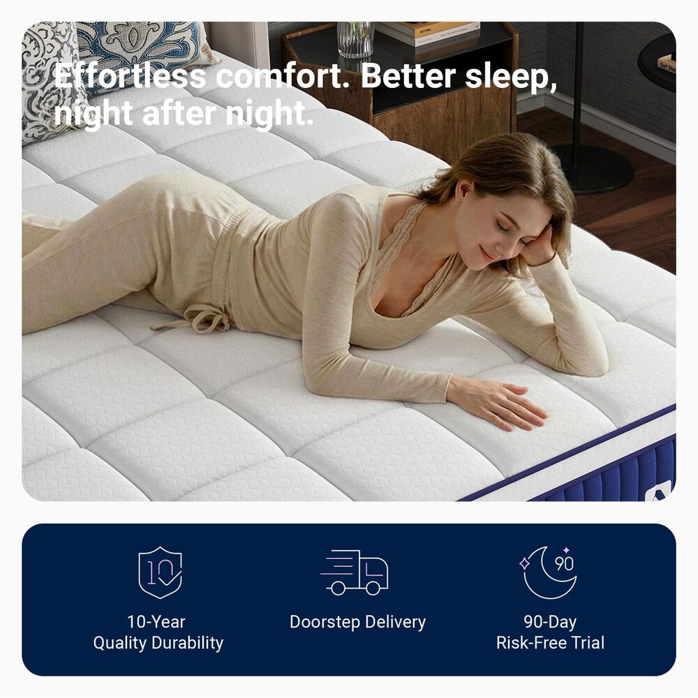 Avenco Spring Thread 10" Medium Queen Mattress in a Box, , large