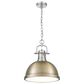 Golden Lighting Duncan 1-Light Pendant with Chain and Aged Brass Shade in Pewter, , large