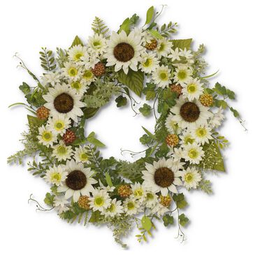 The Gerson Company 24" Sunflower Wreath in Green, , large