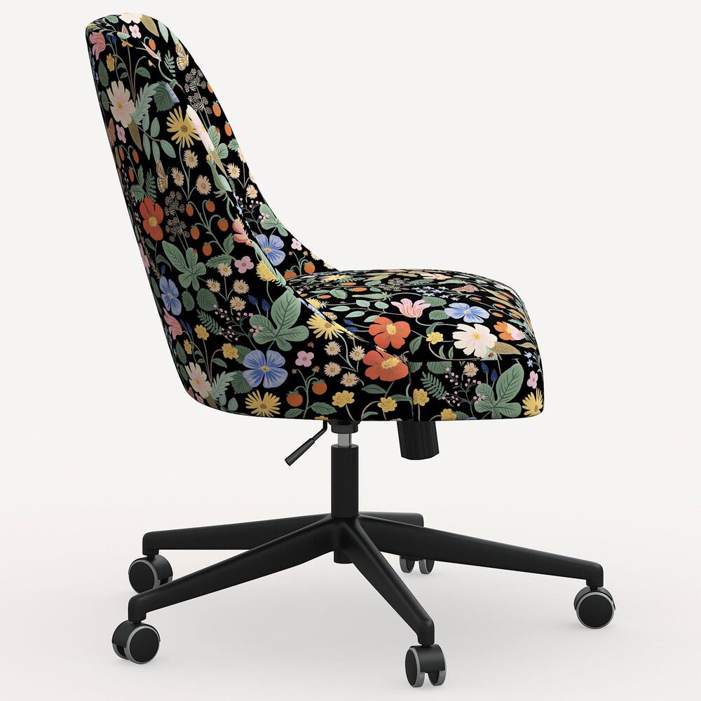 Rifle Paper Co Crafted by Cloth and Company Oxford Office Chair in Strawberry Fields Black, , large