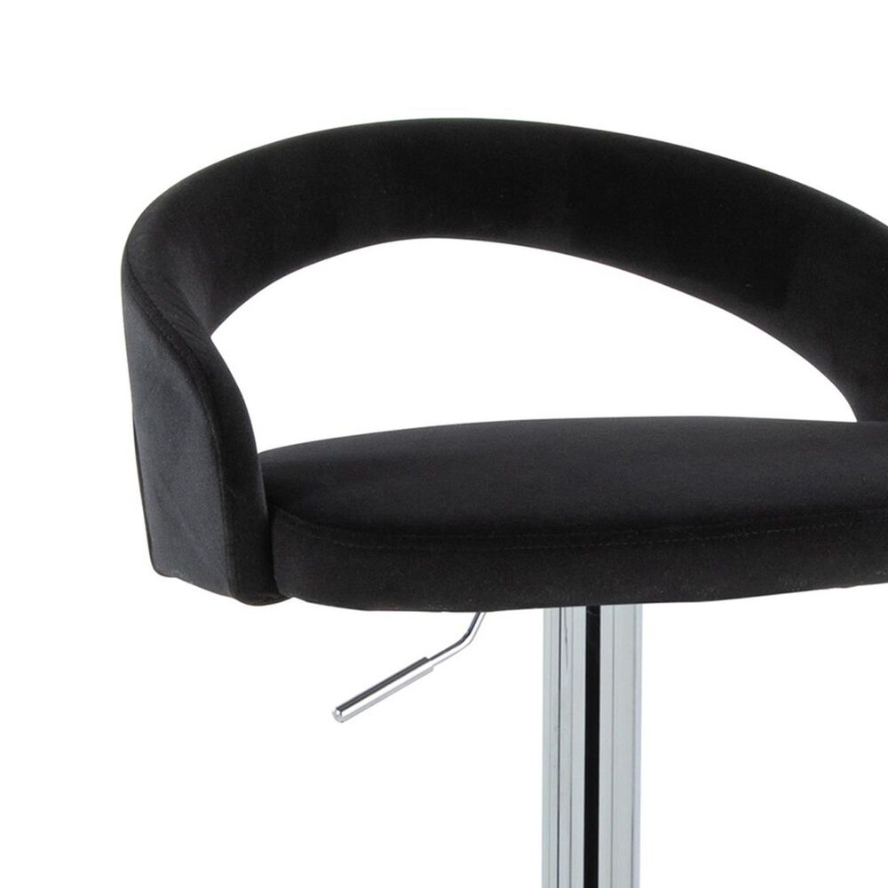 LumiSource Grotto Swivel Adjustable Bar Stool with Black Velvet Upholstery in Chrome (Set of 2), , large