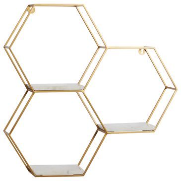 Maple and Jade 24" x 24" Wall Shelf in Gold and White, Gold, large