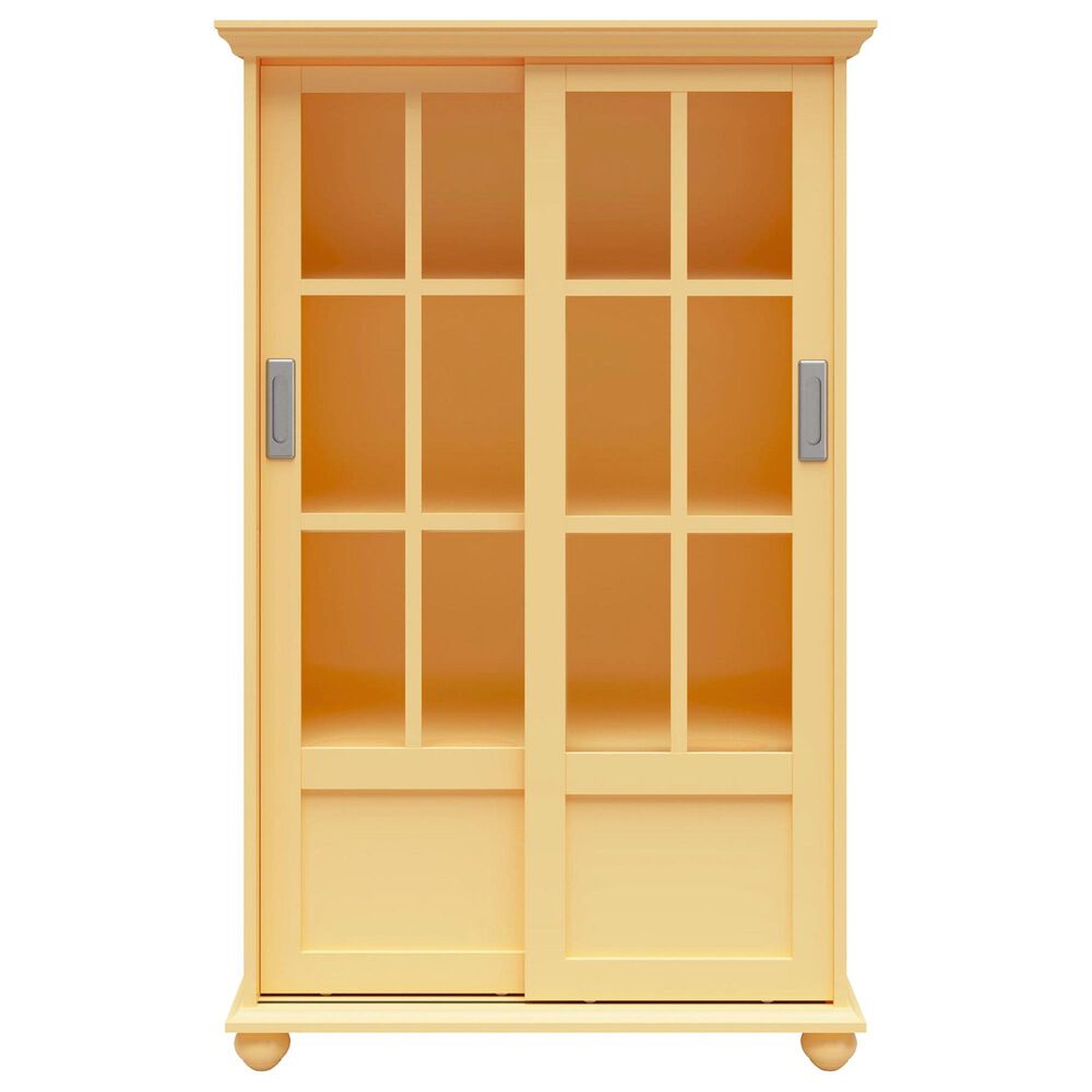 DHP Abbeywood Bookcase with Sliding Glass Doors in Sunlight Yellow, , large