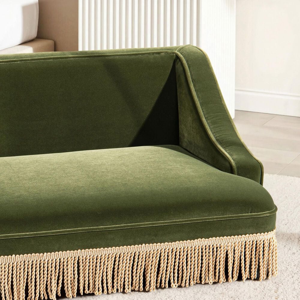 Jennifer Taylor Home Duchess 33" Medium Princess Pet Bed Sofa with Fringe Skirt in Olive Green, , large