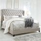 Signature Design by Ashley Jerary Queen Wingback Upholstered Bed in Light Gray, , large
