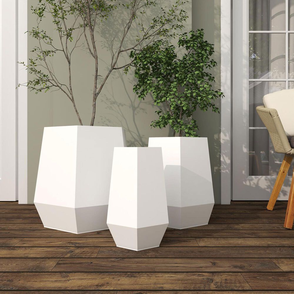 Maple and Jade Hexagon Planter in Satin White &#40;Set of 2&#41;, , large