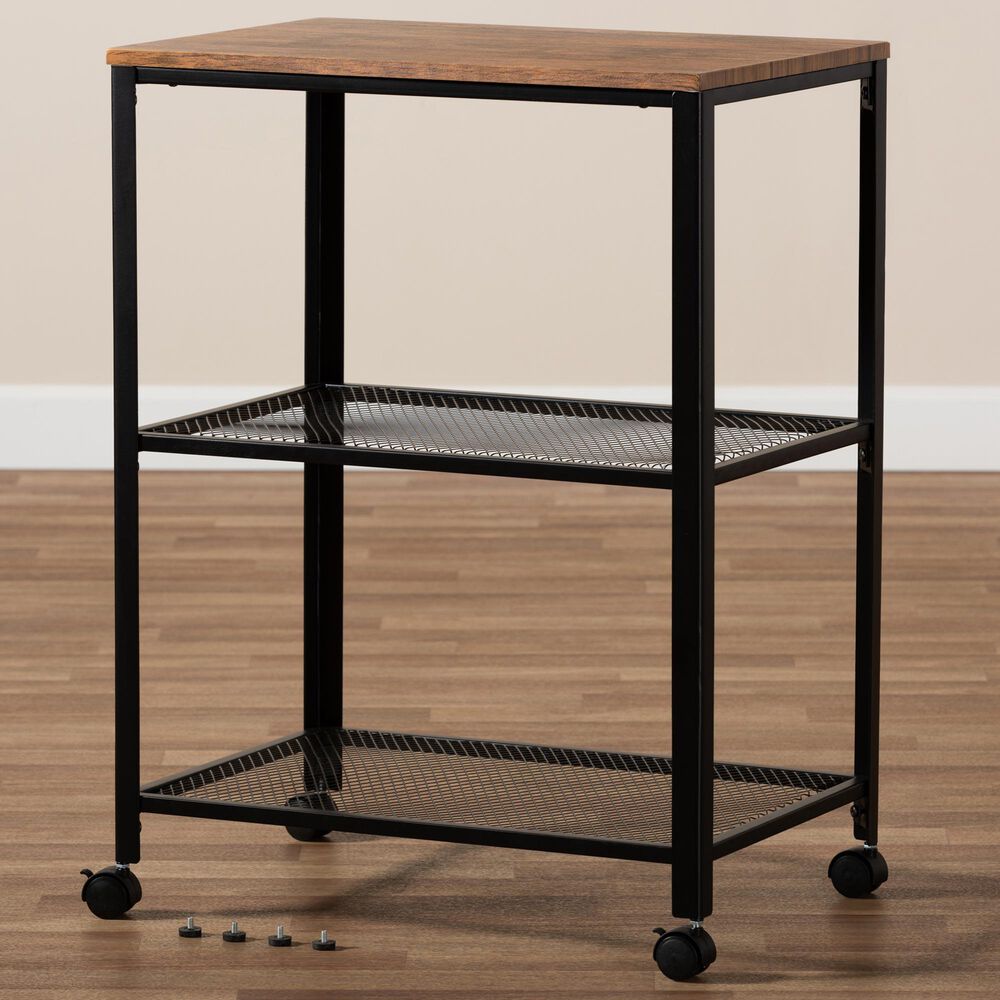 Baxton Studio Verna Kitchen Serving Cart in Oak Brown, , large