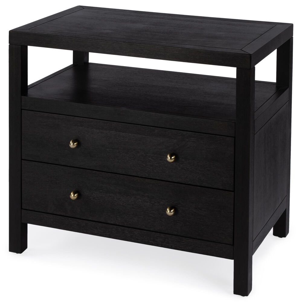Butler Specialty Company Nora 2-Drawer Wide Nightstand with Open Shelf in Coffee Brown, , large