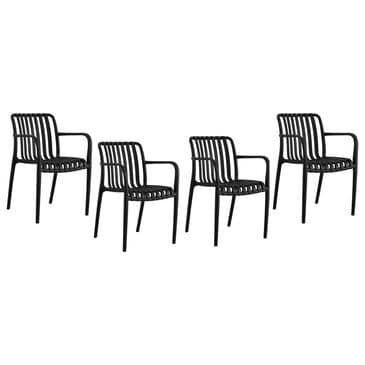 International Home Miami Curazao Outdoor Stackable Dining Chair in Black (Set of 4), , large