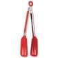 HIC Kitchen 8" Slotted Flipper Tong in Red, , large