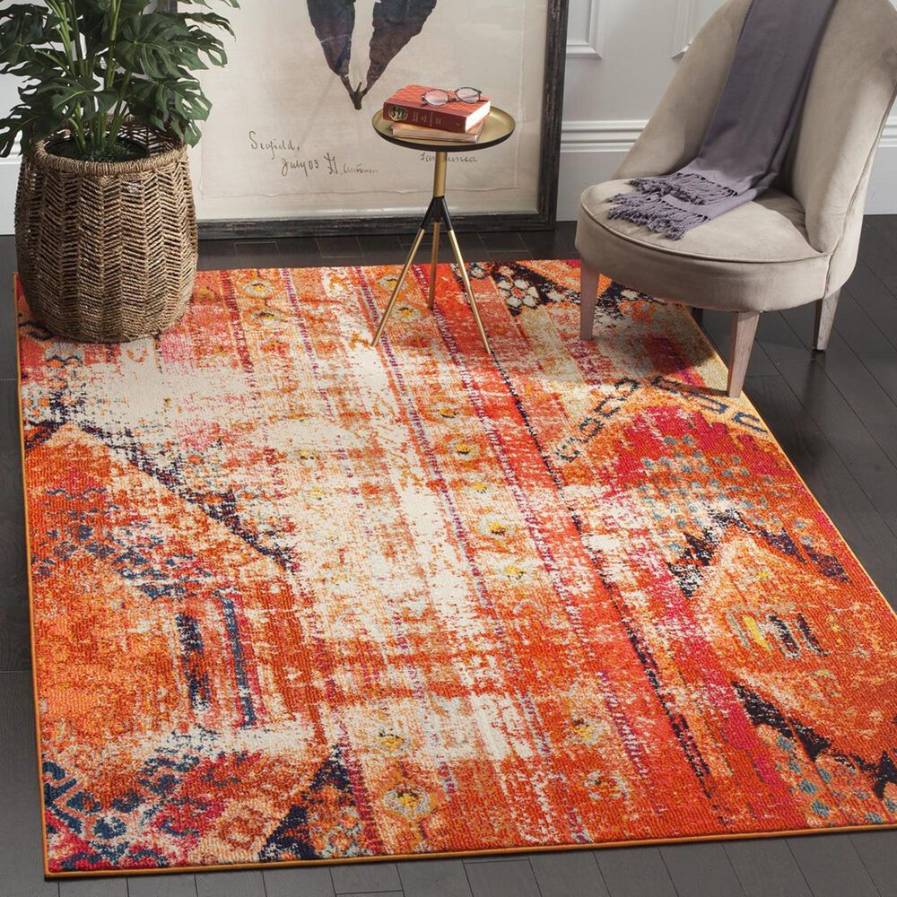 Safavieh Monaco MNC222H-5 5"1" x 7"7" Orange/Multi Area Rug, , large