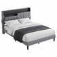 HOMLUX Full Storage Platform Bed with LED Headboard with Charging Station in Gray, , large