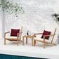Hearth and Haven Leah 3-Piece Patio Chat Set with Cream Cushion in Teak, , large