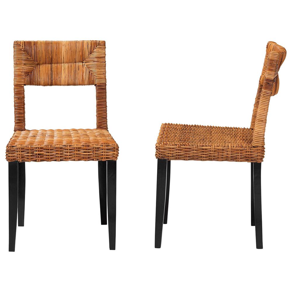 Baxton Studio Manrico Side Chair in Dark Brown and Natural (Set of 2), , large