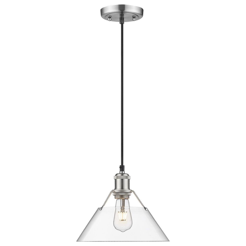 Golden Lighting Orwell 1-Light Medium Pendant with Clear Glass Shade in Pewter, , large