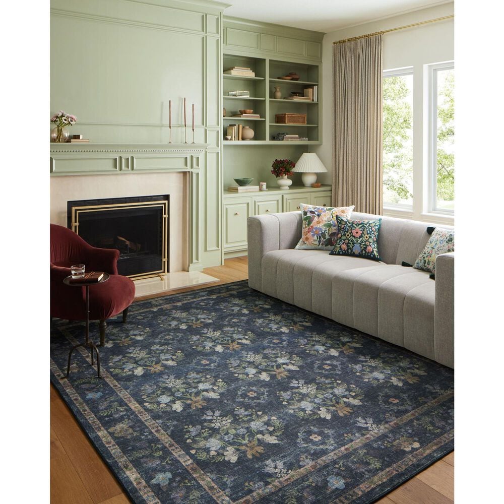Rifle Paper Co. x Loloi Courtyard 3&#39;6&quot; x 5&#39;6&quot; Seville Navy Area Rug, , large