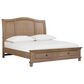 Riva Ridge Oxford Queen Sleigh Storage Bed with Two Nightstands in Tan with USB Ports, , large