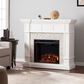 Southern Enterprises Engo Electric Convertible Corner Fireplace in Fresh White/Rustic White Faux Stone, , large