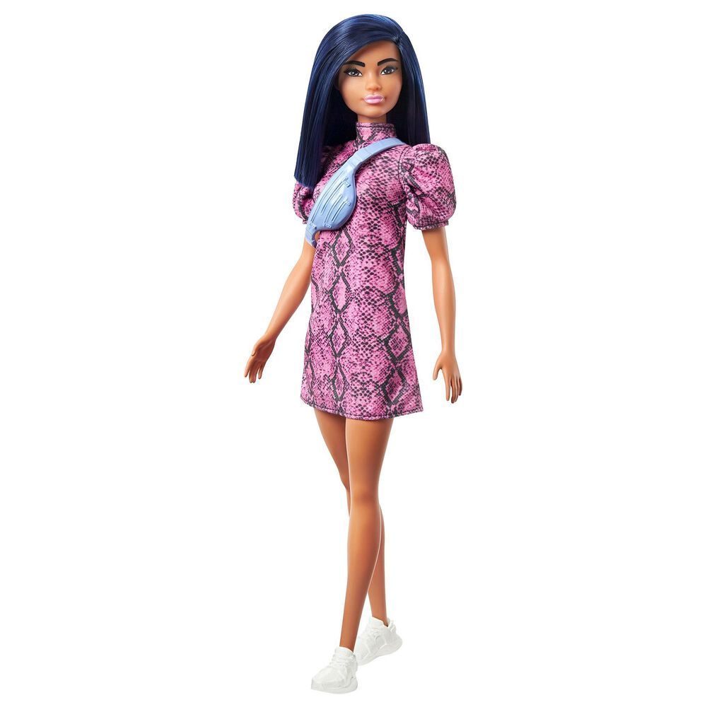 Barbie Fashionista Blue Hair and Pink, Black Dress, , large