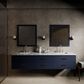 Lexora Home Castor 84" Double Bathroom Vanity in Blue with 2 cm White Carrara Marble Top and Rectangular Sinks, , large