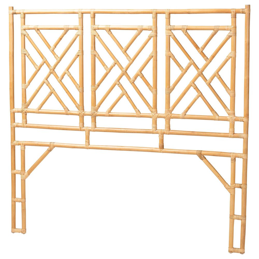 Baxton Studio Karavo Queen Standalone Headboard in Natural Rattan, , large