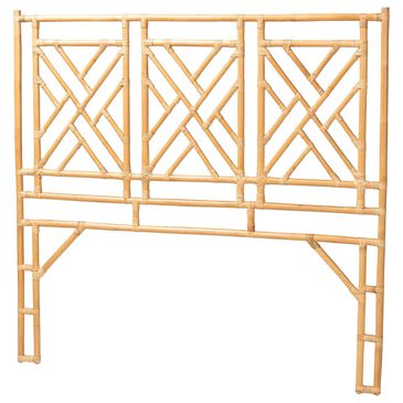 Baxton Studio Karavo Queen Standalone Headboard in Natural Rattan, , large