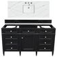 James Martin Vanities Brittany 60" Single Bathroom Vanity in Black Onyx with 3 cm Ethereal Noctis Quartz Top and Rectangle Sink, , large