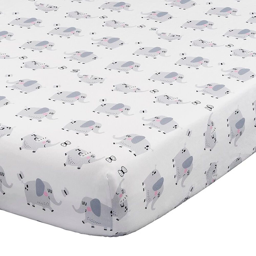 Oxford Baby Ele-A-Fun 3-Piece Baby Crib Nursery Bedding Set in White and Gray, , large