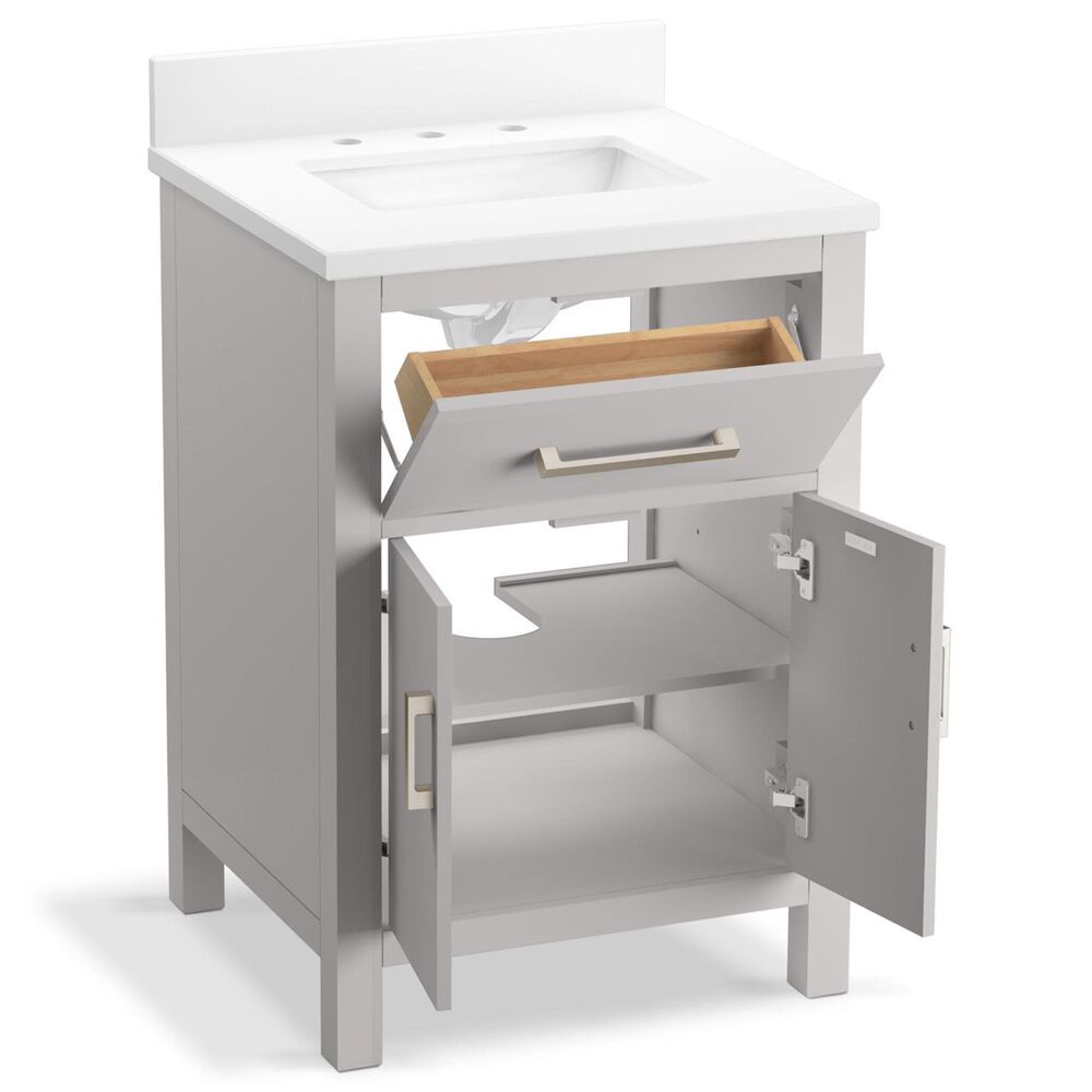 Kohler Kresla 24" Single Bathroom Vanity in Atmos Grey with 3 cm White Quartz Top and Rectangular Sink, , large