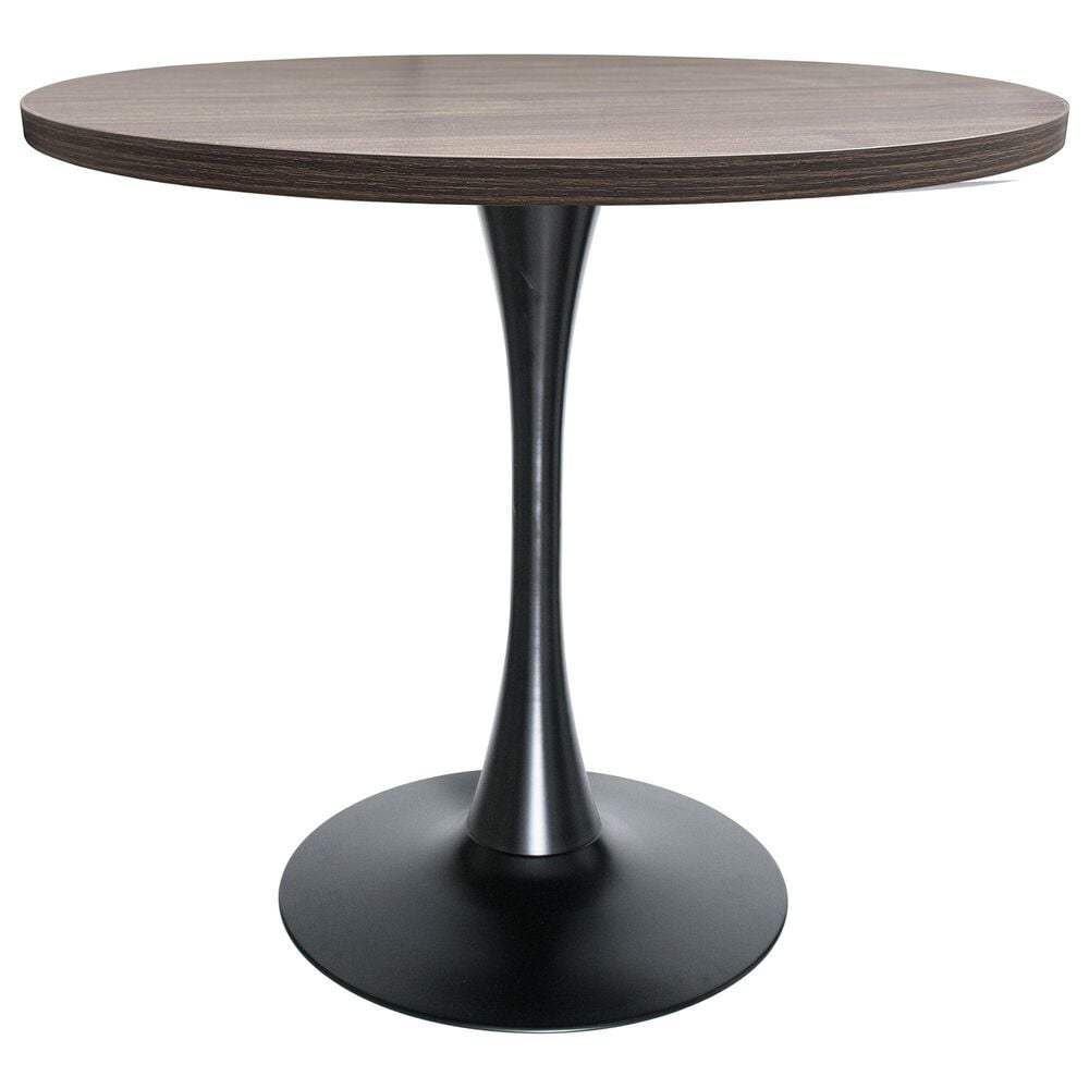 Leisuremod LeisureMod Bristol Dining table, Black Base with 36 Round Dark Walnut MDF top, , large