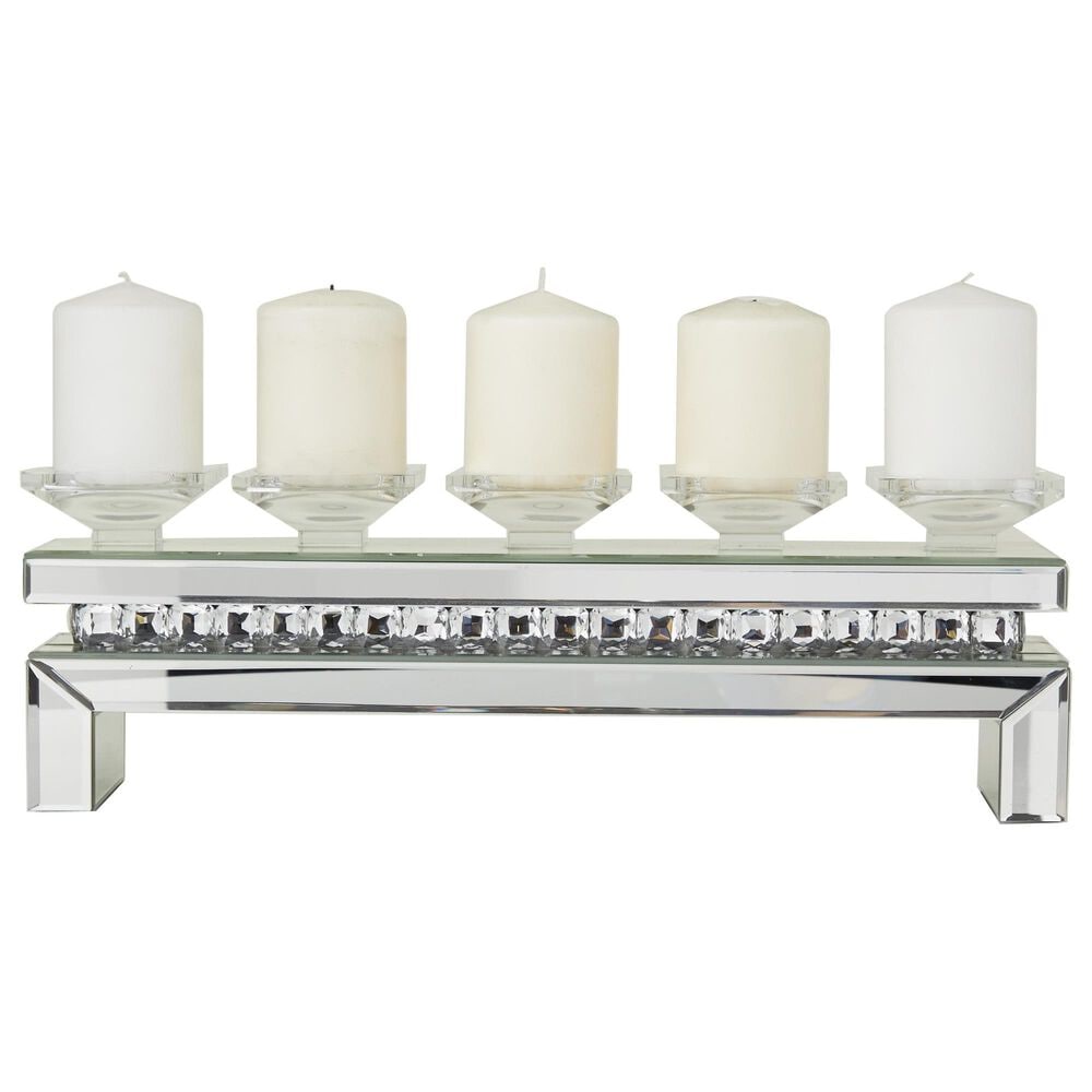 Maple and Jade 5-Plate Decorative Candelabra with Mirrored Accents in Silver and Clear, , large