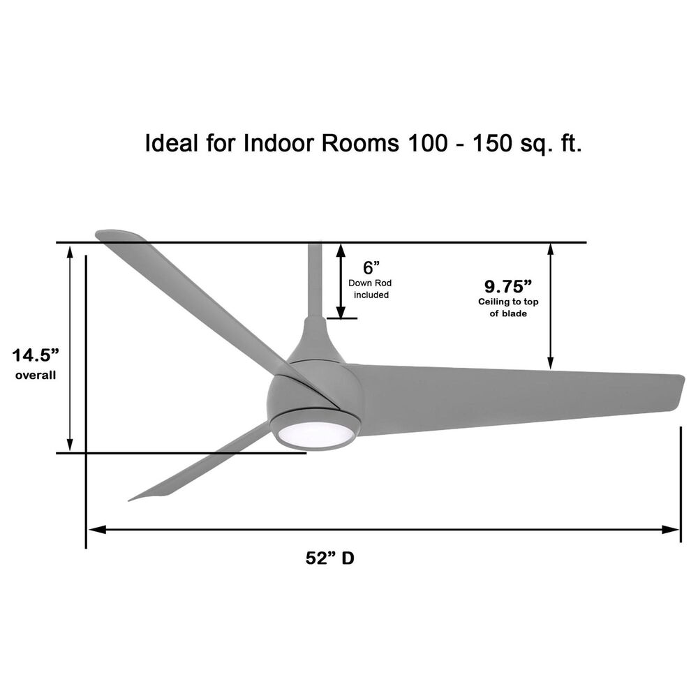 Minka-Aire Twist 52" Ceiling Fan with LED Light in Grey, , large
